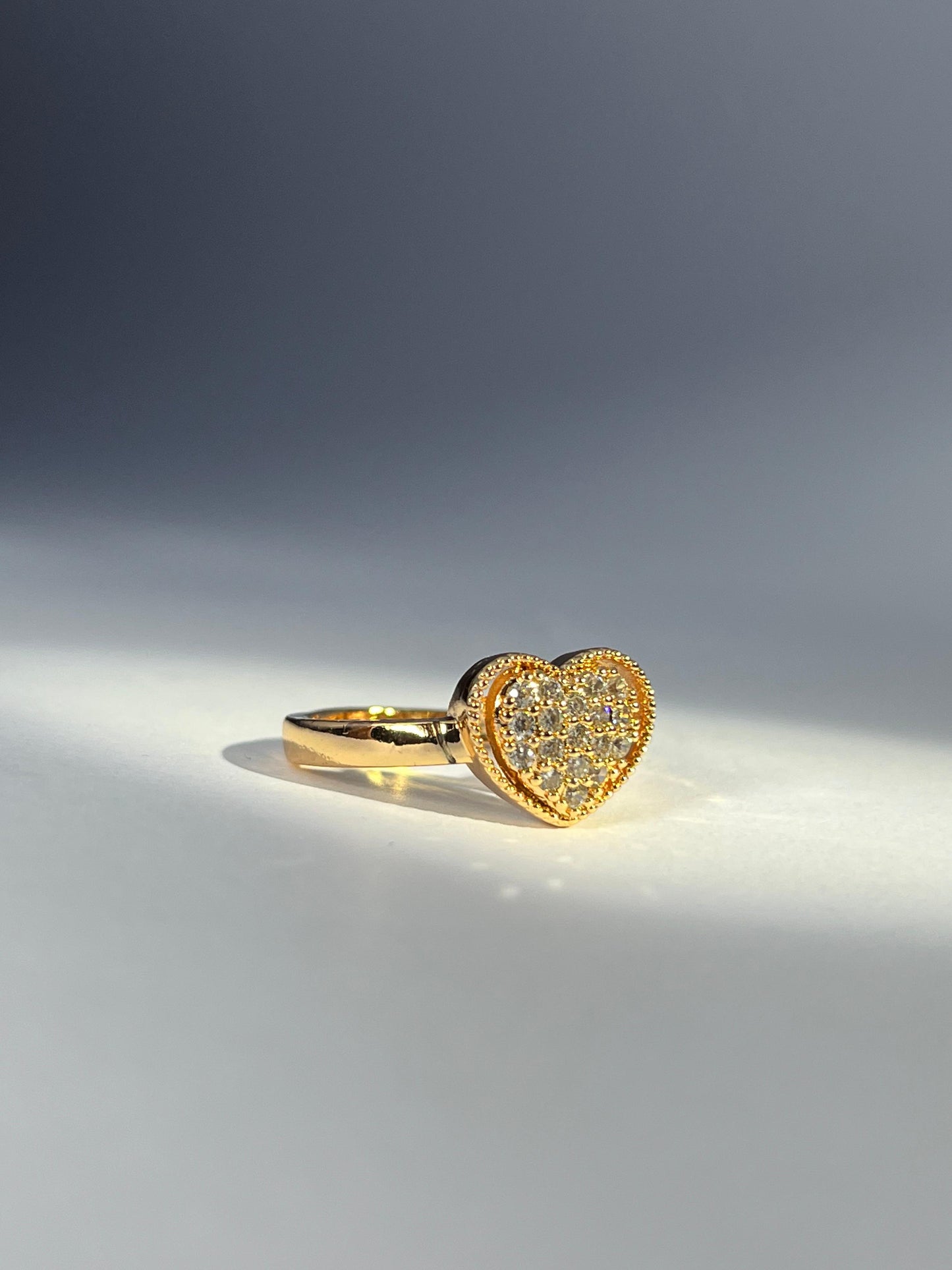 Romantic Pave Heart Adjustable Ring