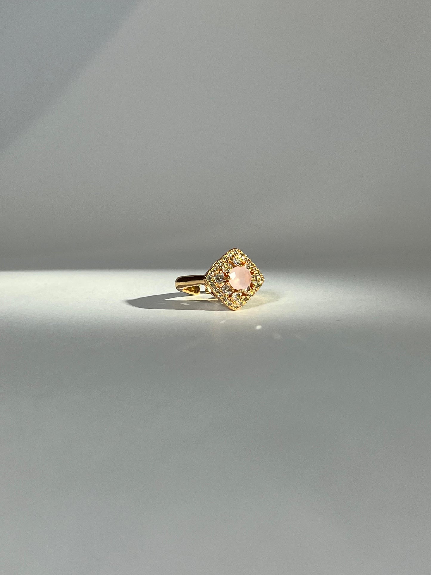 Delicate Pink Gemstone Gold Adjustable Ring