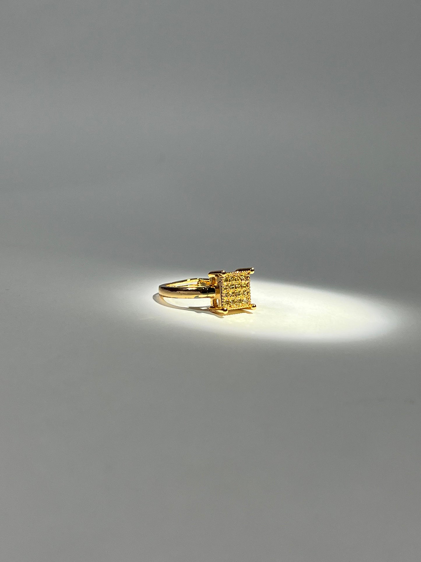 Shimmering Pave Square Adjustable Ring