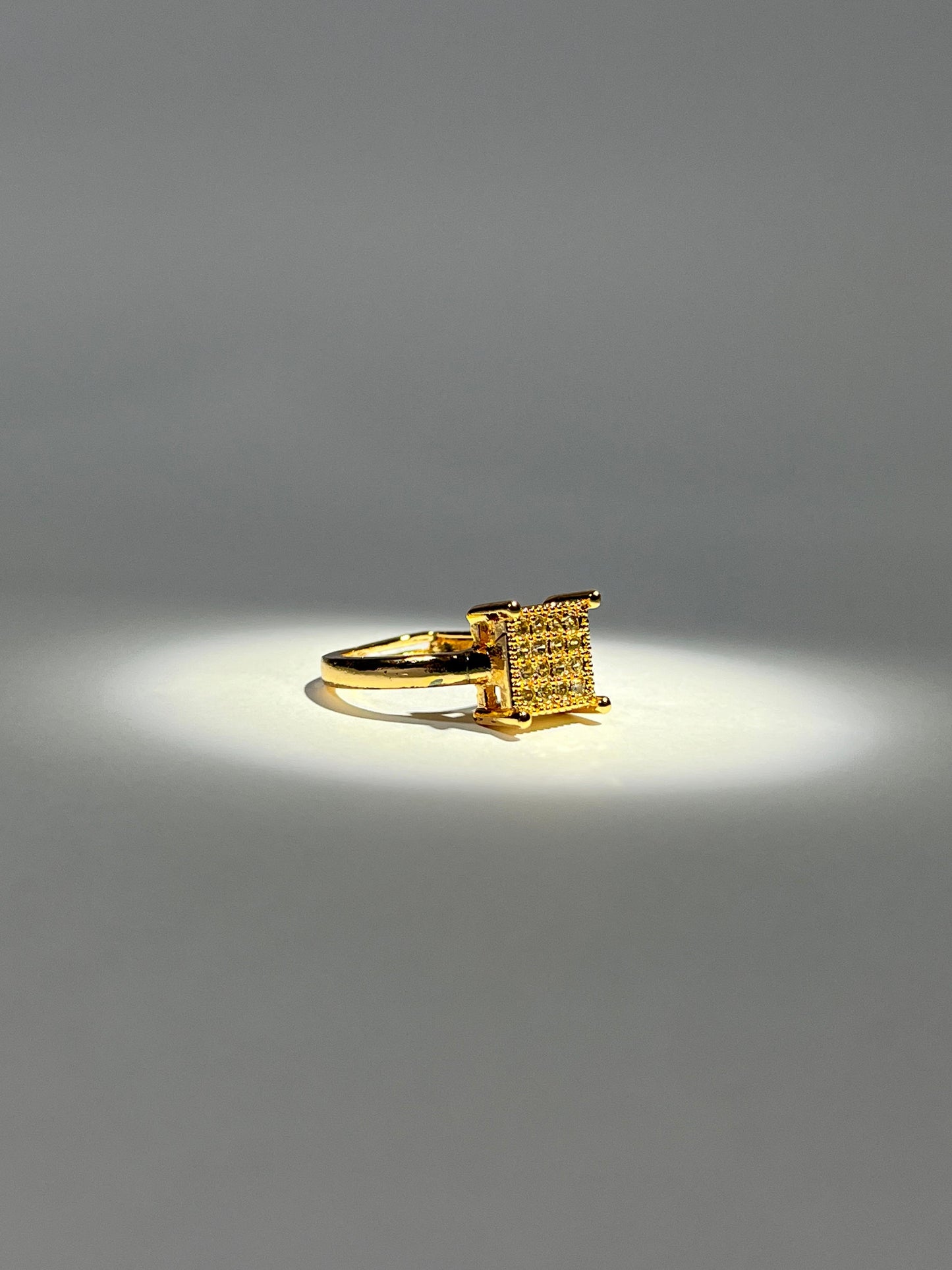 Shimmering Pave Square Adjustable Ring