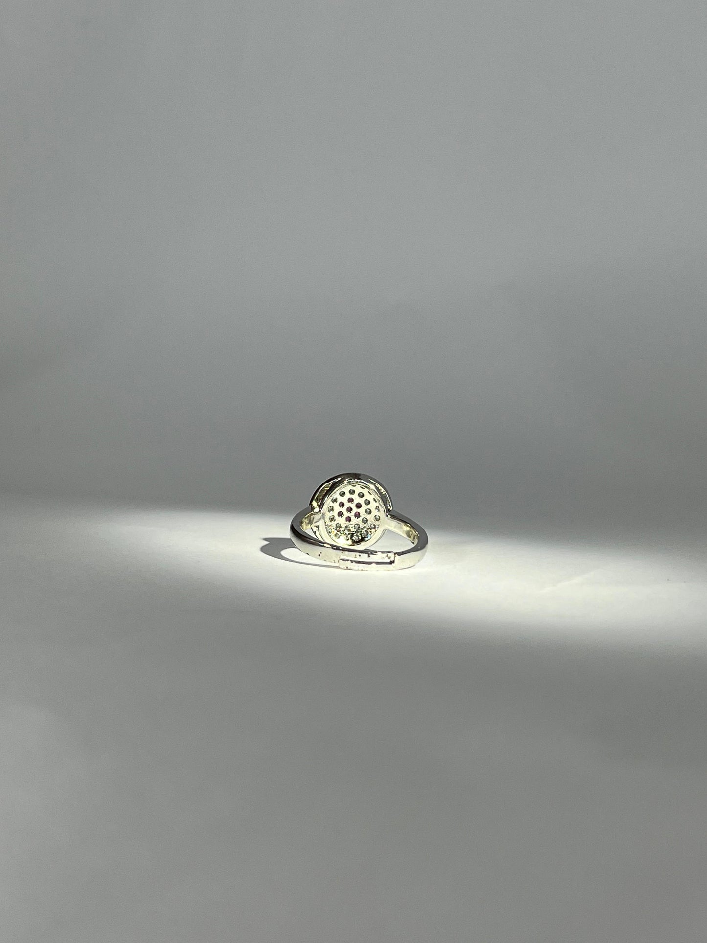 Chic Silver & Red Floral Adjustable Ring