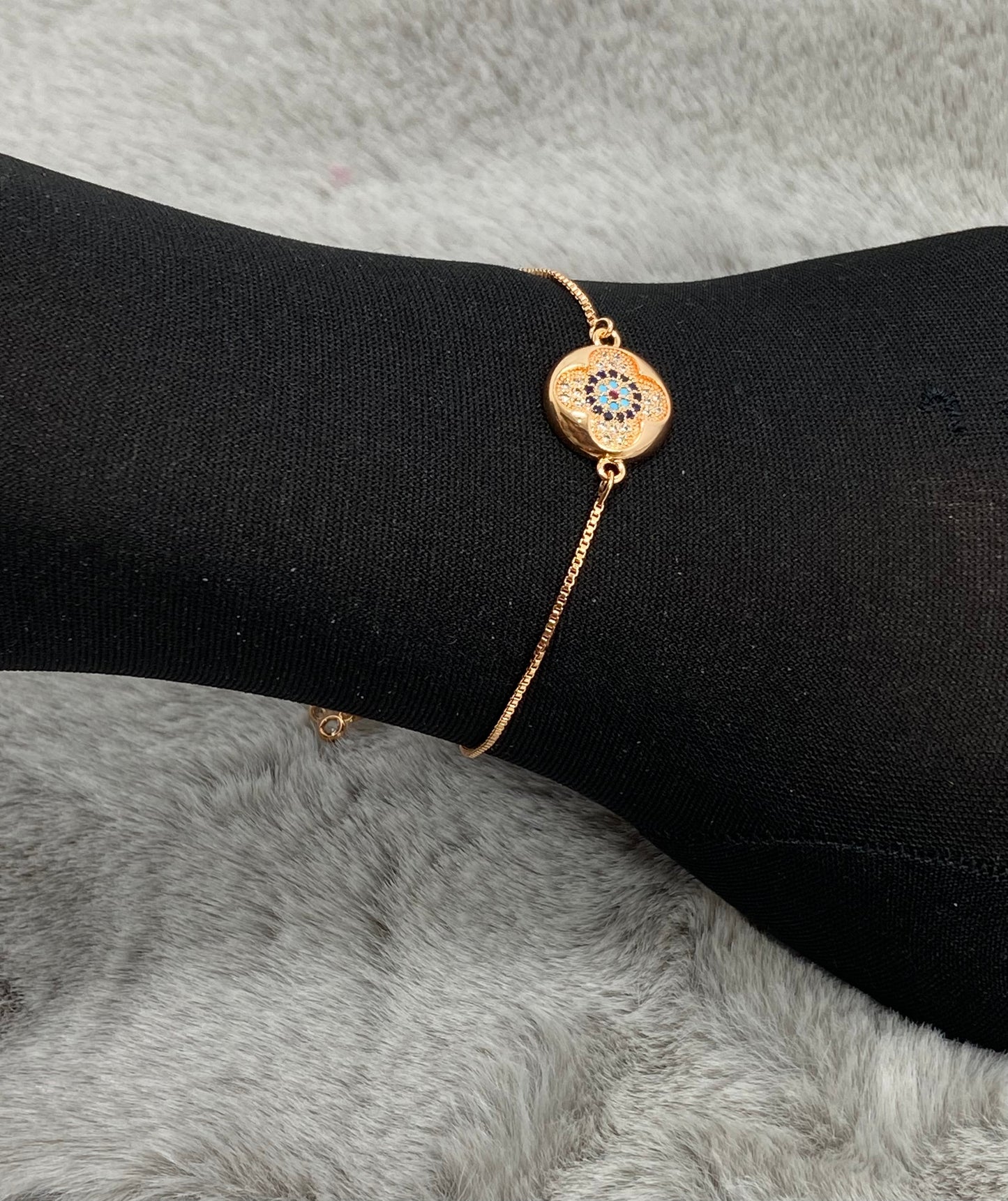 Gold-Tone Colorful Round Charm Bracelet