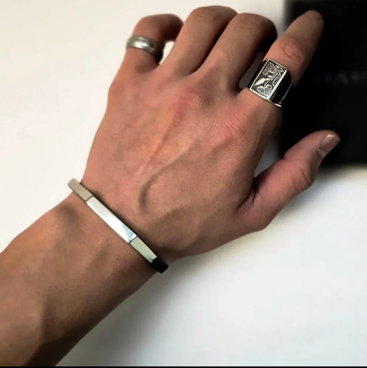 Stainless Steel Hexagon Cuff Bangle