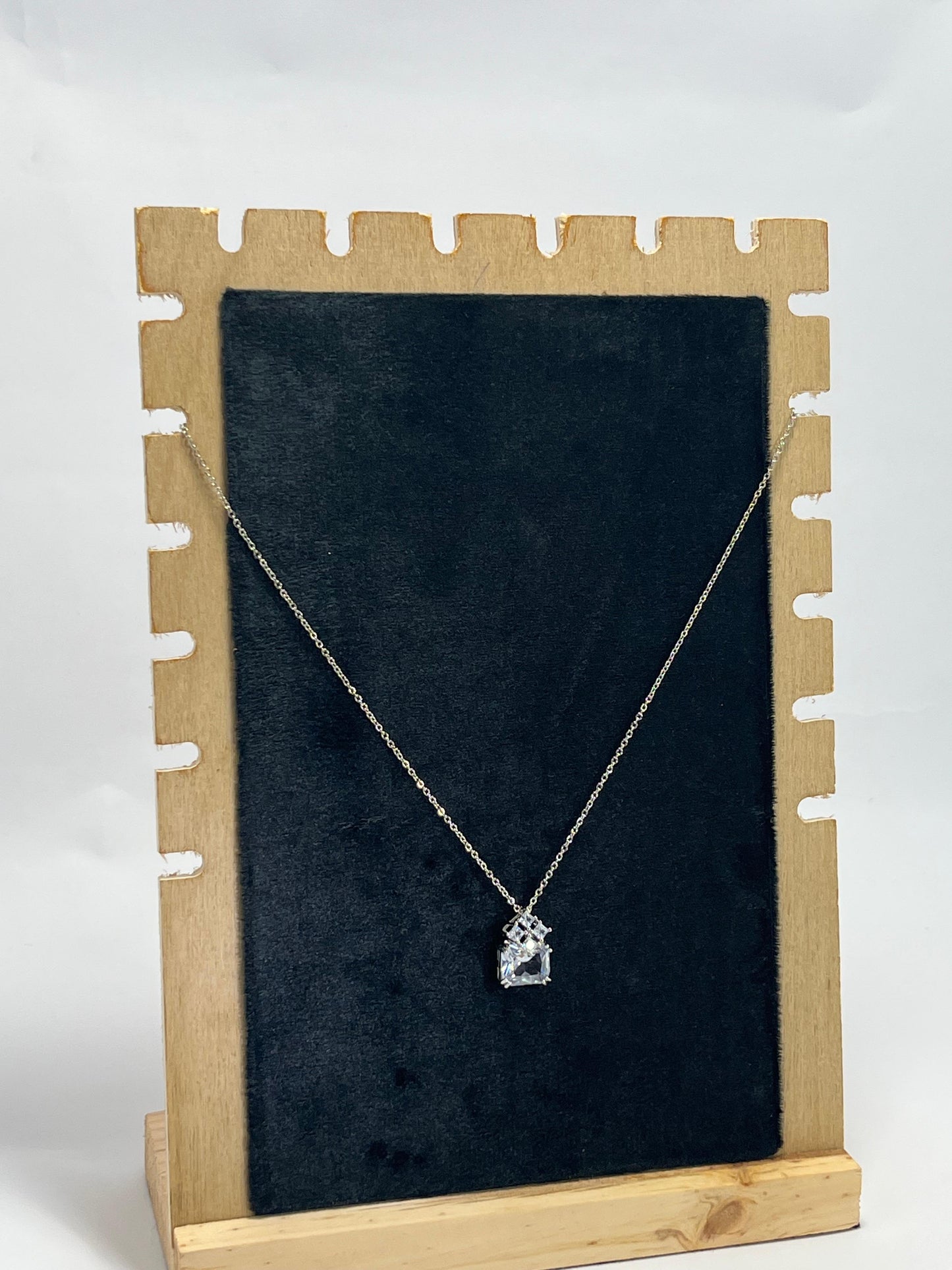 Chic Two-Stone Silver Necklace