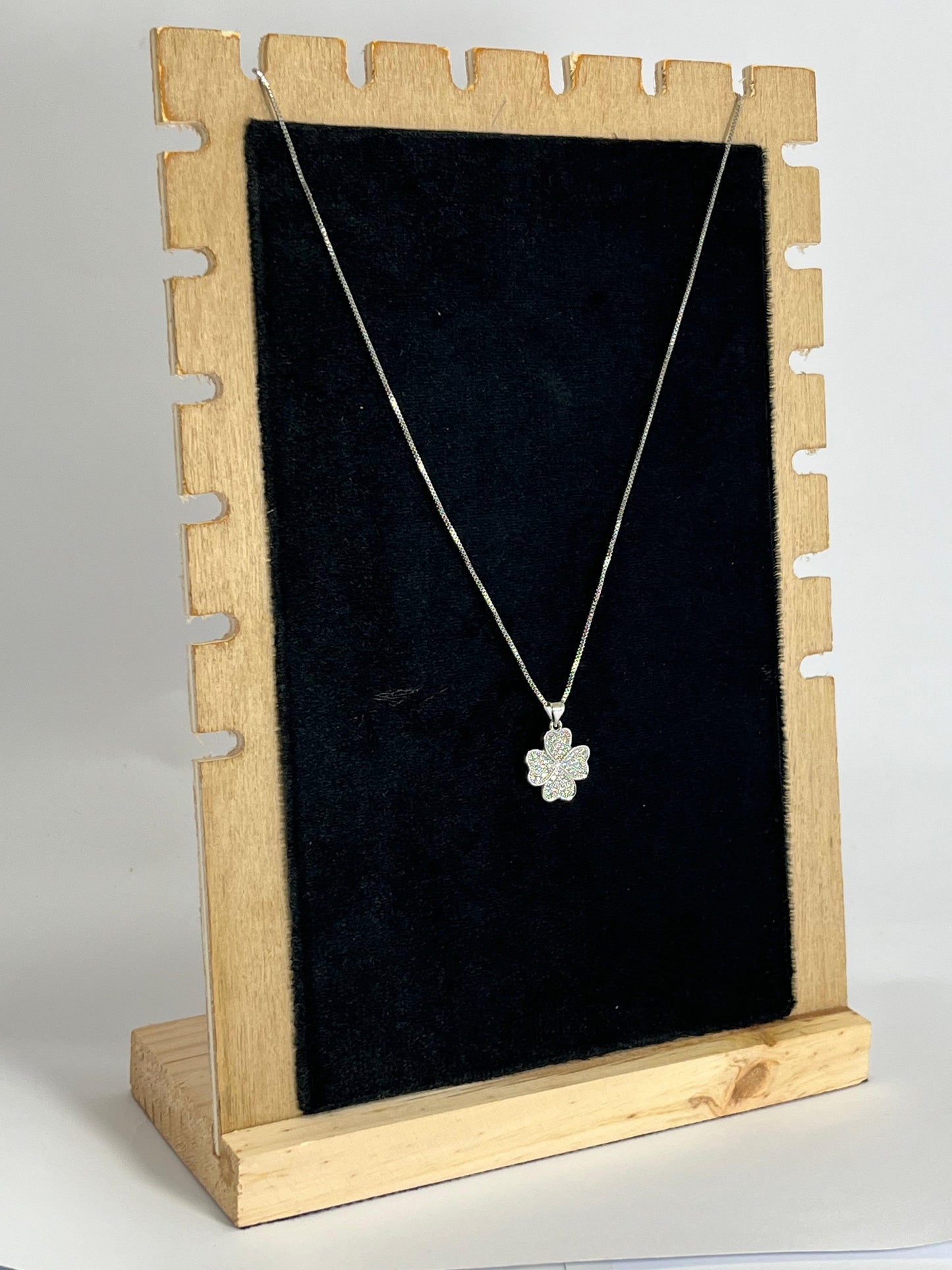 Sparkling Silver Clover Necklace