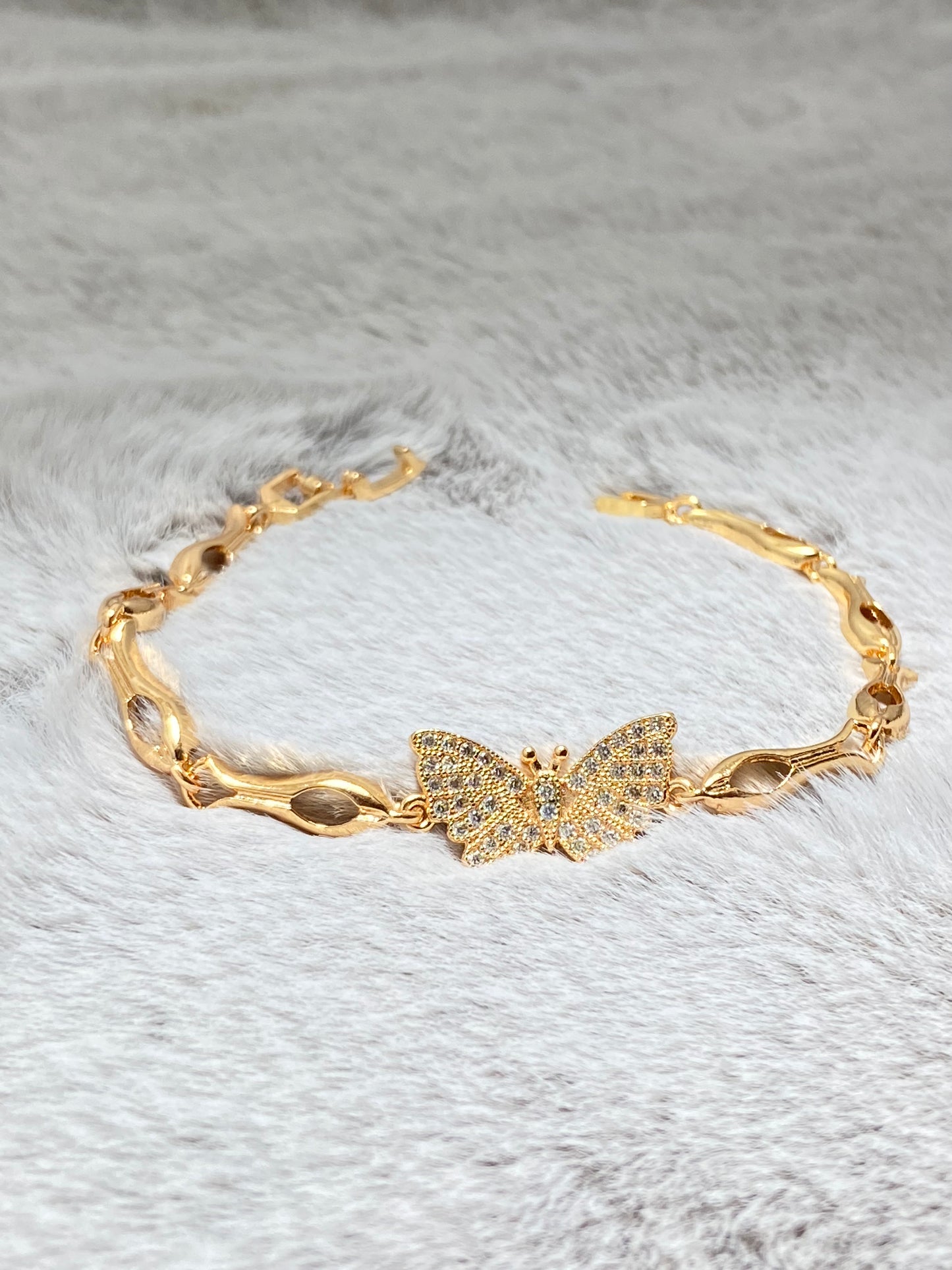 Sparkling Butterfly Gold-Tone Bracelet