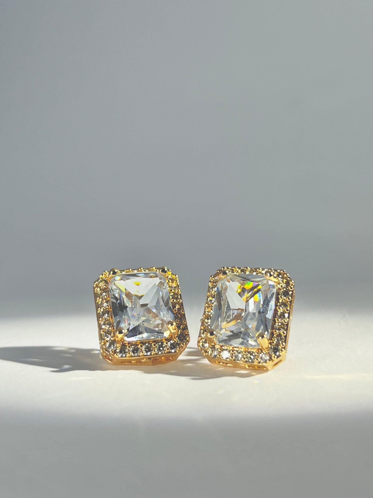Bold Gold & Clear Square Studs
