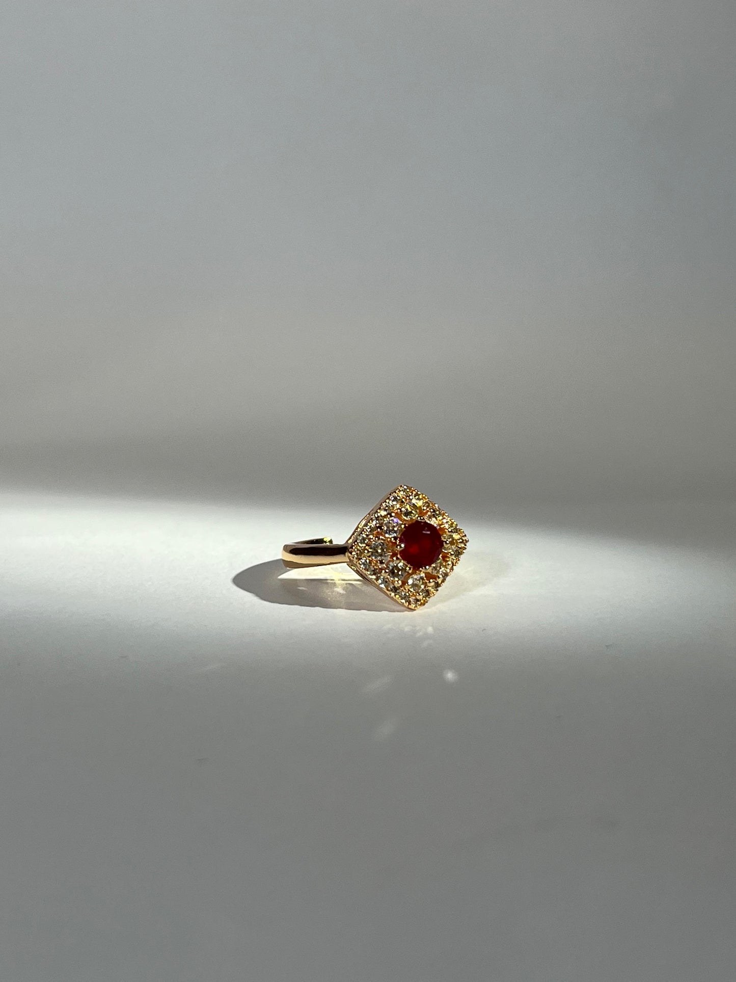 Delicate Pink Gemstone Gold Adjustable Ring