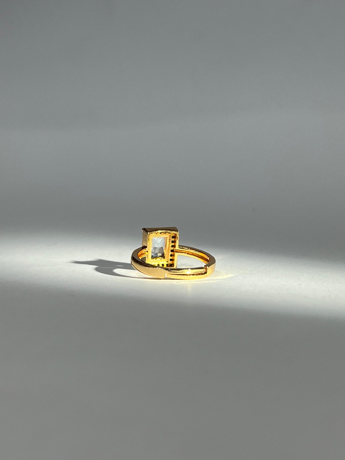 Grand Clear Emerald-Cut Adjustable Ring
