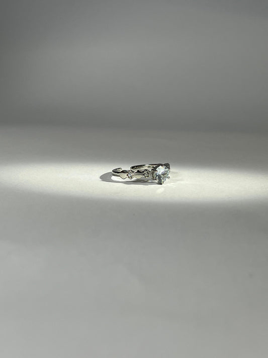 Elegant Silver-Tone Adjustable Solitaire Ring