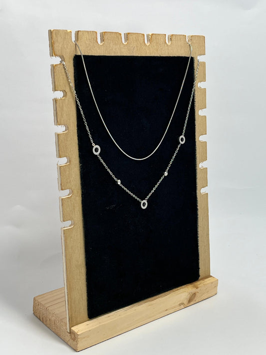 Chic Silver Double Layer Necklace