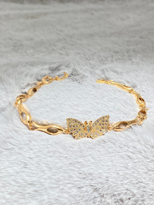 Sparkling Butterfly Gold-Tone Bracelet