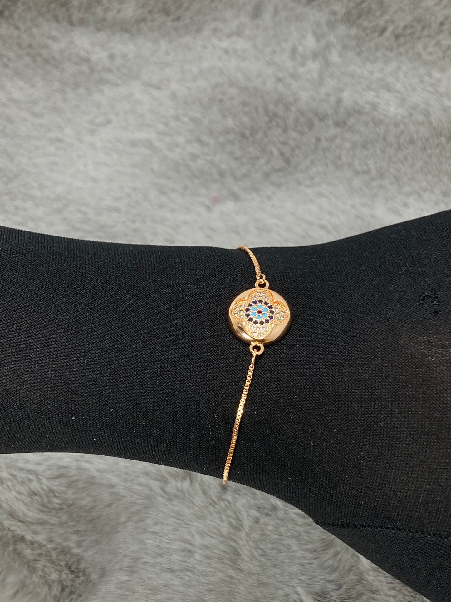 Gold-Tone Colorful Round Charm Bracelet