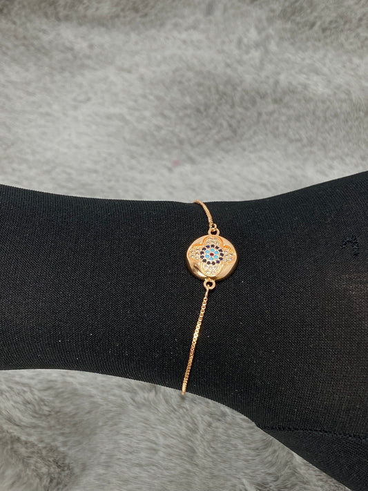 Gold-Tone Colorful Round Charm Bracelet