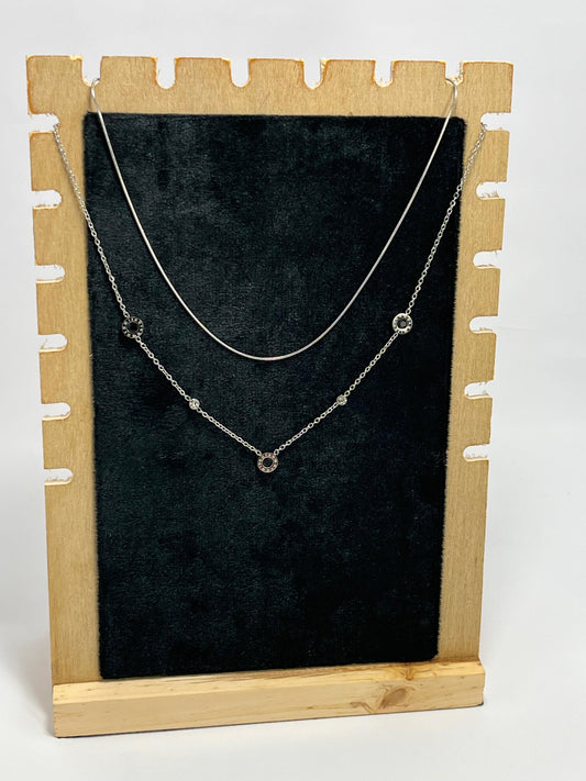Chic Silver Double Layer Necklace