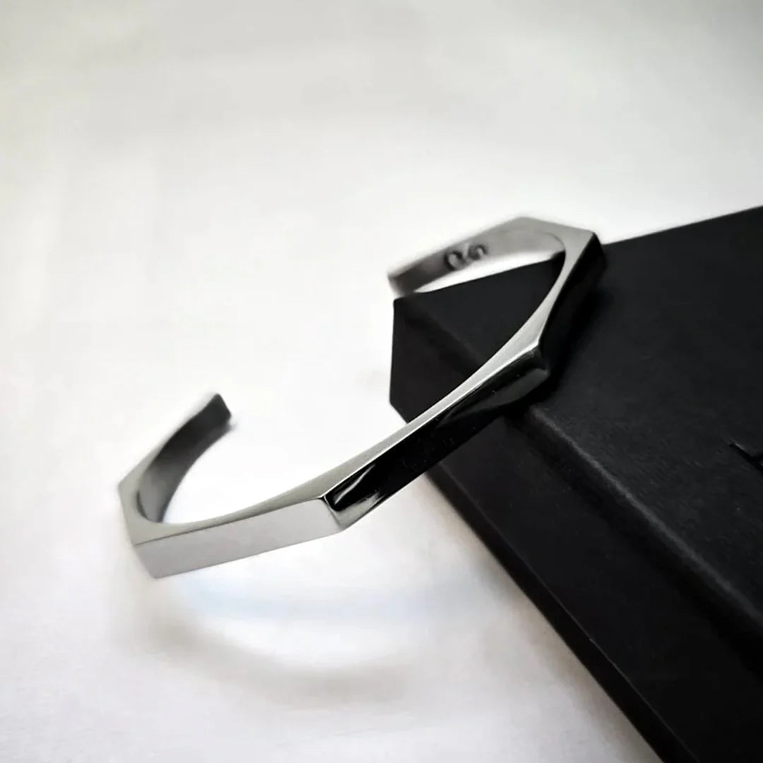 Stainless Steel Hexagon Cuff Bangle