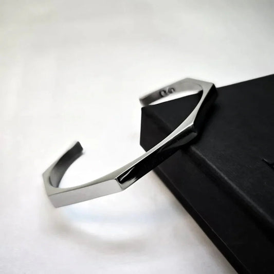 Stainless Steel Hexagon Cuff Bangle
