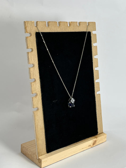 Chic Two-Stone Silver Necklace