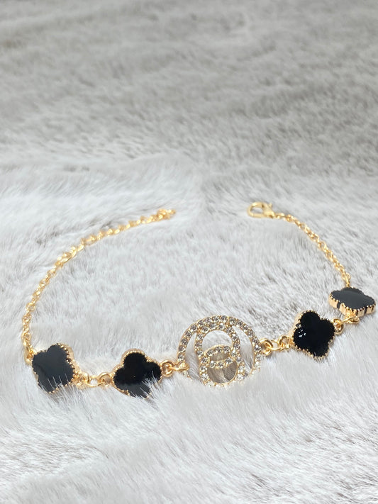 Gold-Tone Clover & Charm Bracelet