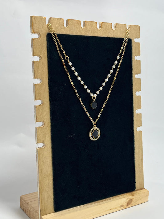 Gold & Pearl Layered Clover Necklace